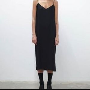 Oak + fort long black slip dress